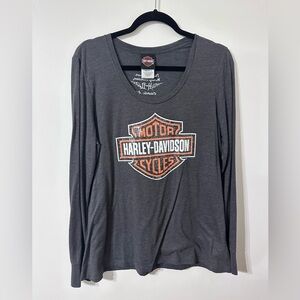 Harley-Davidson Charcoal Long Sleeve Tee with sequin details.